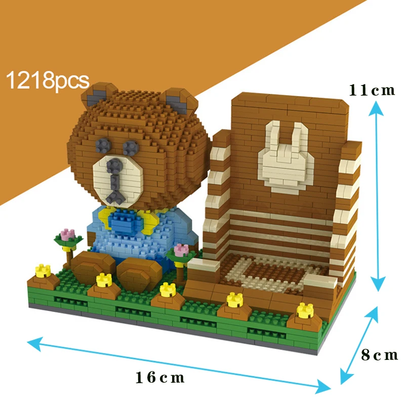 

Pen Holder Blocks Cartoon Animal Bear Rabbit Duck Anime Figures Koala Model Micro Building Blocks Mini Bricks Toys for Children