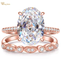 wong rain 100 925 sterling silver oval created moissanite gemstone wedding engagement diamonds ring sets fine jewelry wholesale