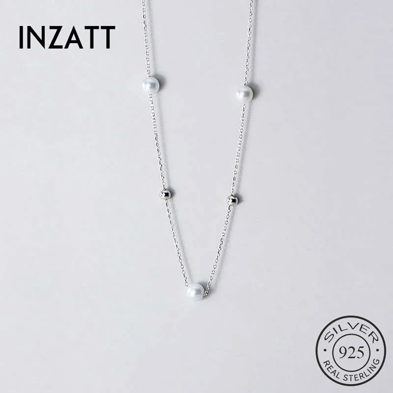 

INZATT, Настоящее серебро 925 пробы, жемчужное ожерелье из бисера, ожерелье-чокер, модное женское изящное ювелирное изделие, минималистичные акс...