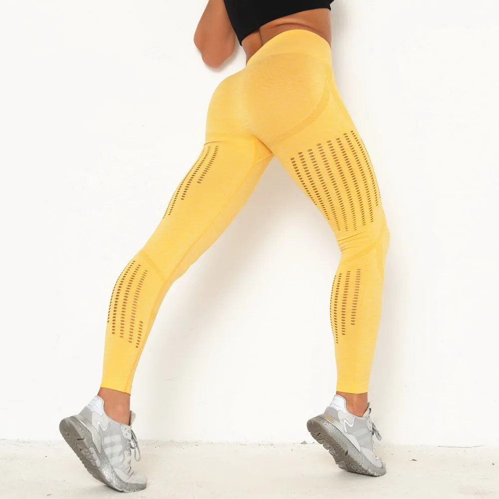 Сетчатые полые штаны для йоги женские компрессионные бесшовные тянущиеся