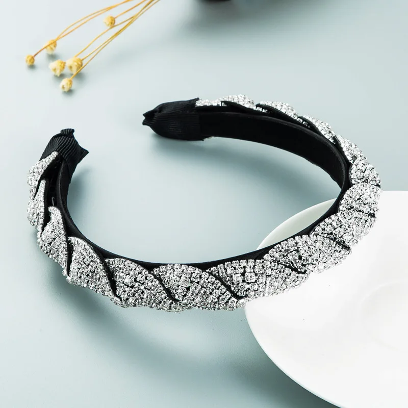 

Wholesale New Design Full Colorful Rhinestone Headband For Women Girl Padded Hairband Cross Vintage Hair Accessories