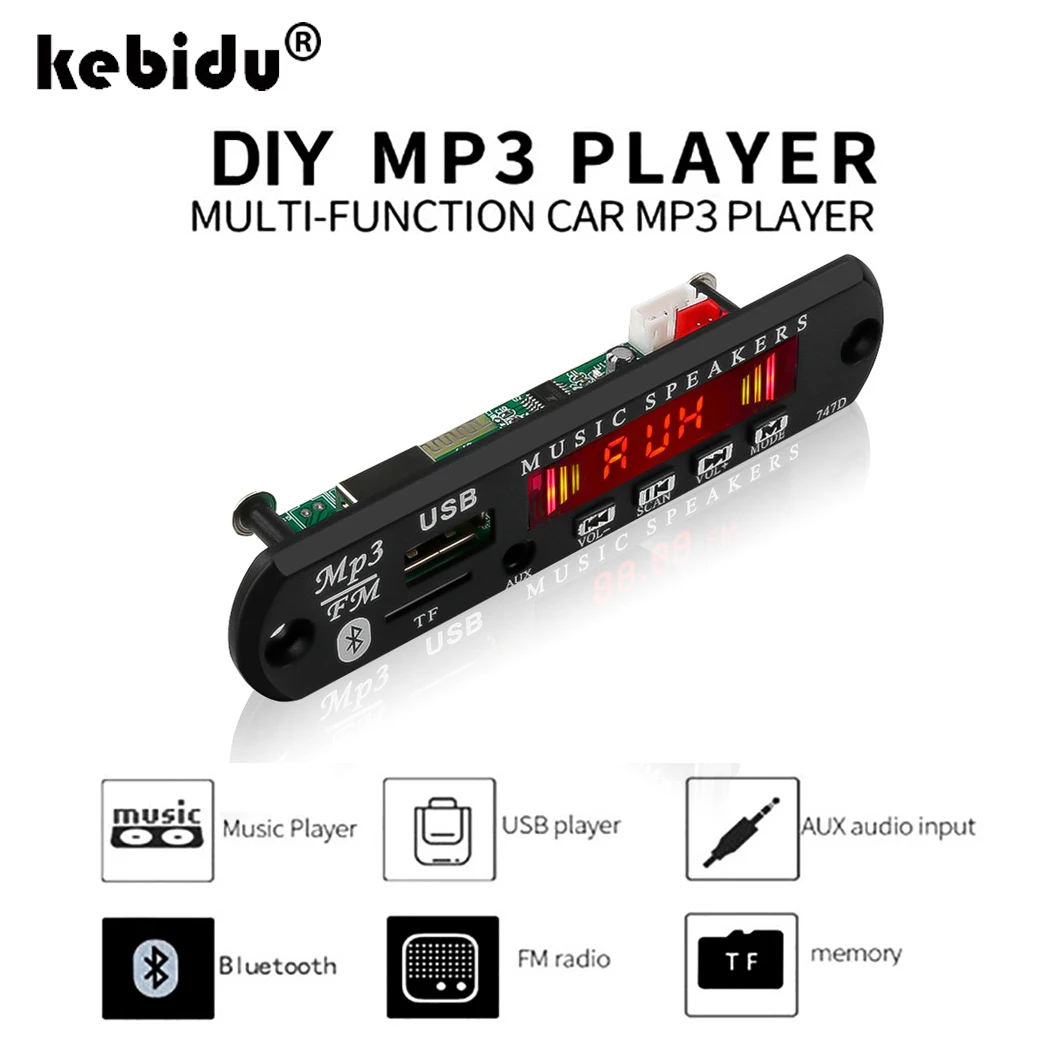 Kebidu USB TF AUX MP3 модуль аудио радио 5 в 7 12 WMA декодер плата без потерь динамик для