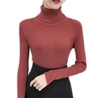 Осень 2021, женский свитер, однотонная водолазка с резинкой, высокоэластичные зимние женские топы, вязаный пуловер, уличная одежда