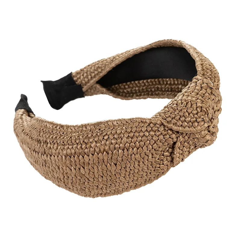 

Женская Соломенная повязка ручной работы в Корейском стиле, обруч для волос, широкий ободок для волос, аксессуары для волос