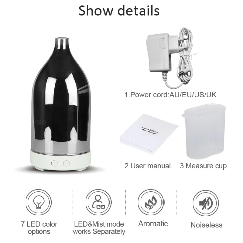 

100ml 3D Firework Shape Essential Oil Aromatherapy Diffuser Ultrasonic Humidifier 7 Color LED Lights Christmas Gift for Family