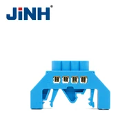 din rail terminal blcok blue color 4p screw brass copper grounding strip terminal block connector earth and neutral
