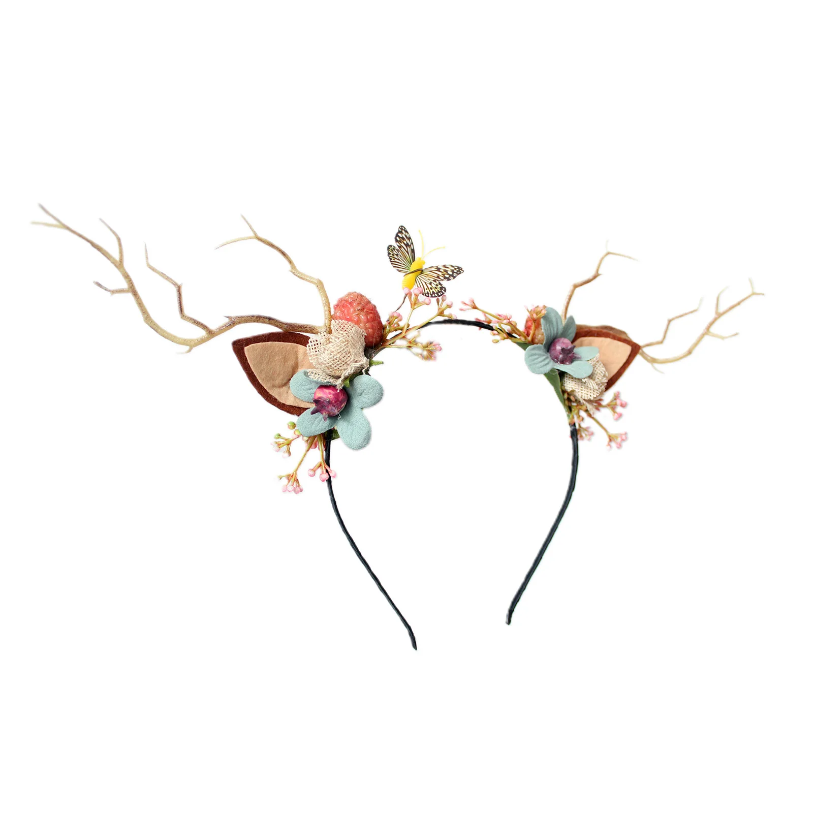 

Cute Flower Butterfly Tree Branches Hair Hoop Costume Hairband for Women Girls Christmas Deer Antlers Headband