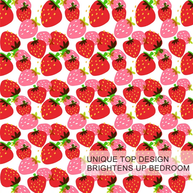 BlessLiving Strawberry Bedding Set Pink Red Duvet Cover Set 3pcs Sweet Girls Bed Cover Cartoon Fruits Kids Bedspreads Dropship 3