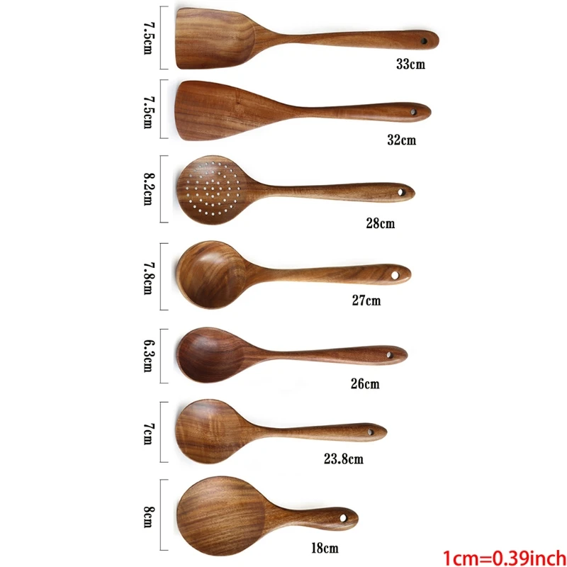 

634E Natural Wooden Spatula Rice Soup Spoon Colander Kitchen Utensils Handmade Home Tableware Dinnerware Cutlery
