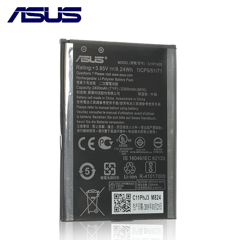 Оригинальный телефонный аккумулятор ASUS C11P1428 емкостью 2400 мАч для ZenFone 2 Laser 5 Z00ED ZE500KG с высокой емкостью.