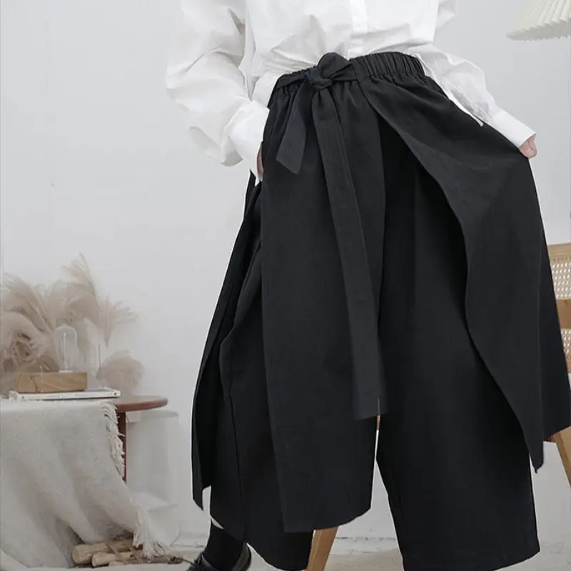 Ladies Pant Skirt Casual Pants Wide Leg Pants Spring And Autumn New Dark Irregular Asymmetry False Two Pieces Of Design Pants