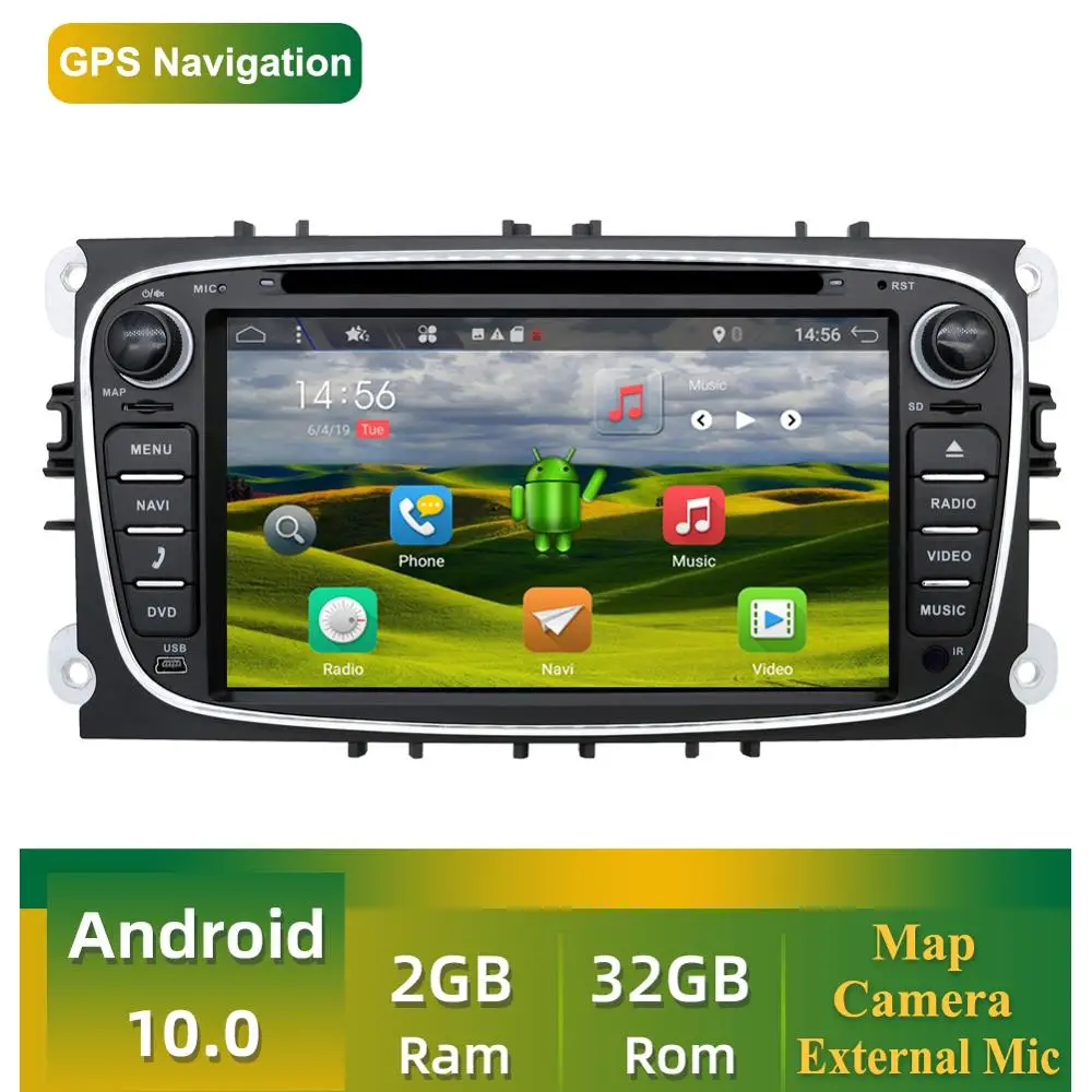 Bosion 2 Din Android 10 0 автомобильный dvd gps плеер автомобильное стерео радио для Ford Mondeo Focus