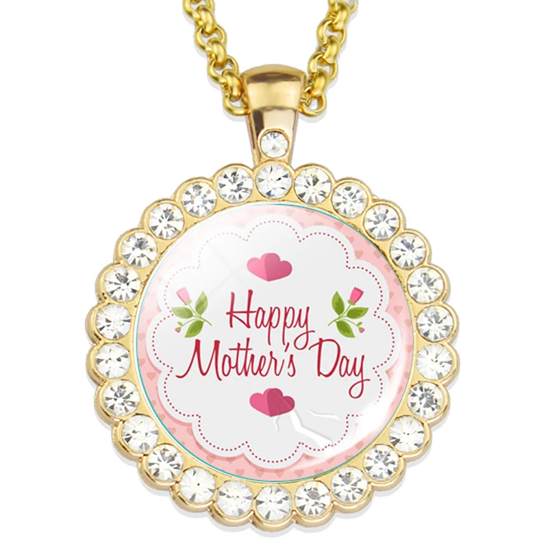 Happy Mother Day модное позолоченное ожерелье с кристаллом цирконием бижутерия со