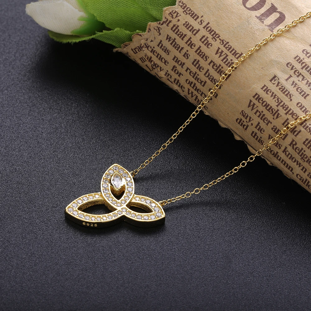 SHADOWHUNTERS Argent 925 Sterling Silver Three Leaves Pendant CZ Necklaces Women Party Fashion Jewelry Gift | Украшения и