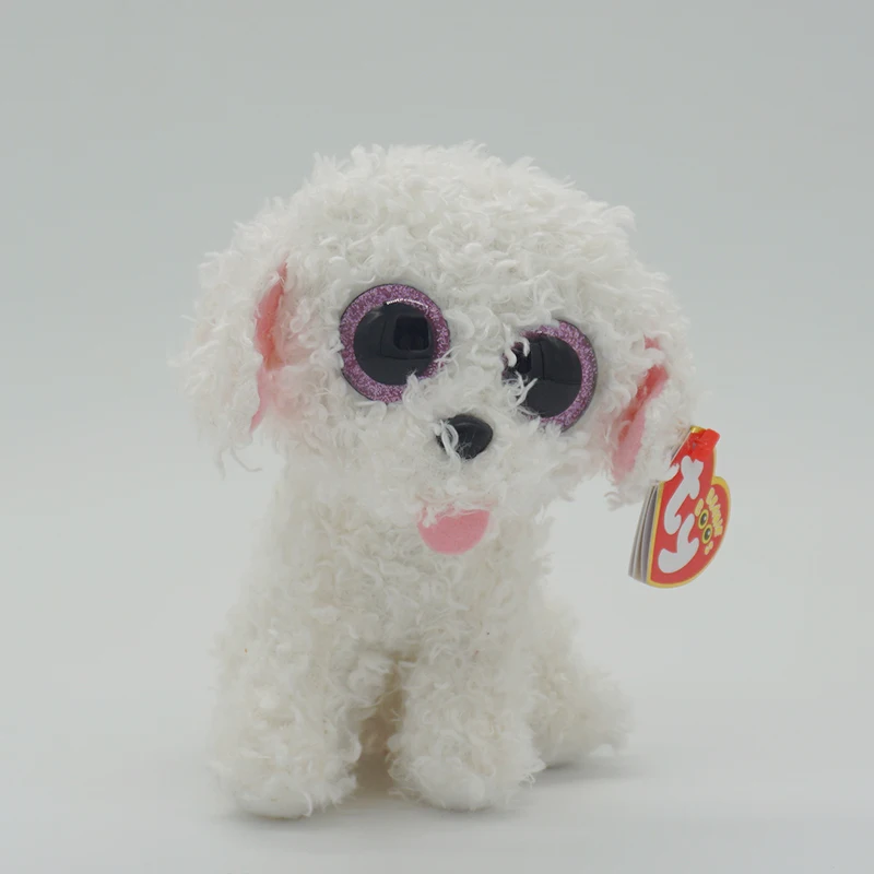

New 6" 15cm Ty Big Eyes Stuffed Peas Plush Animal Soft White poodle Doll Dog Collection Boys and Girls Christmas Birthday Gifts