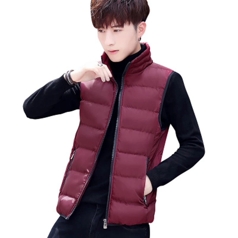 

2021 new style vest men's fashion stand-up collar autumn and winter warm waistcoat heating casual trend vest men's cotton jacket