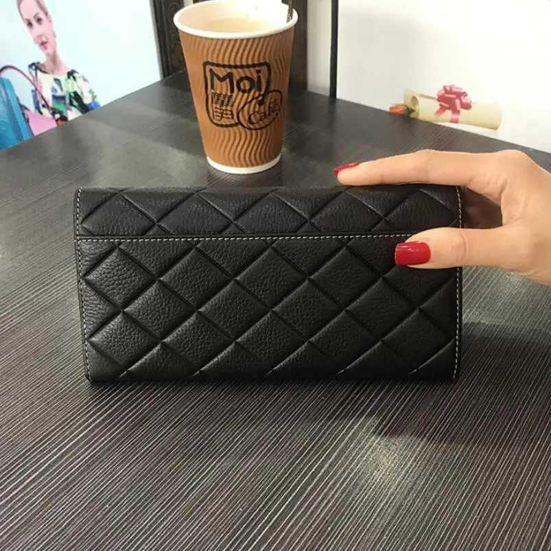 Сан Мари женские кошельки и сумки в клетку натуральной кожи Длинный кошелек