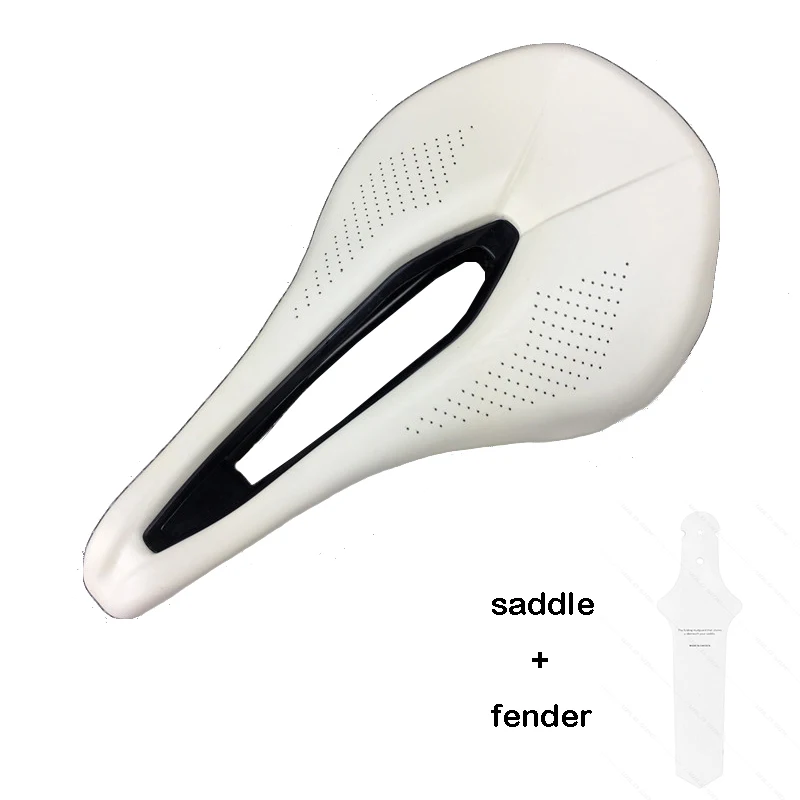 White with fenders Ironman s Триатлон велосипедное седло MTB дорожный велосипед Гоночные Седла Сиденье широкое Sillin Bicicleta PU дышащее мягкое сиденье подушки части - Цвет: White with fenders