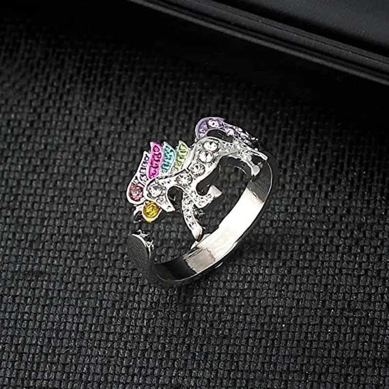 

4Pcs/Set Cute Rainbow Horse Women Necklace Earrings Hand Ornaments For Girls & Ladies Fashion Gift - Gold And Silver