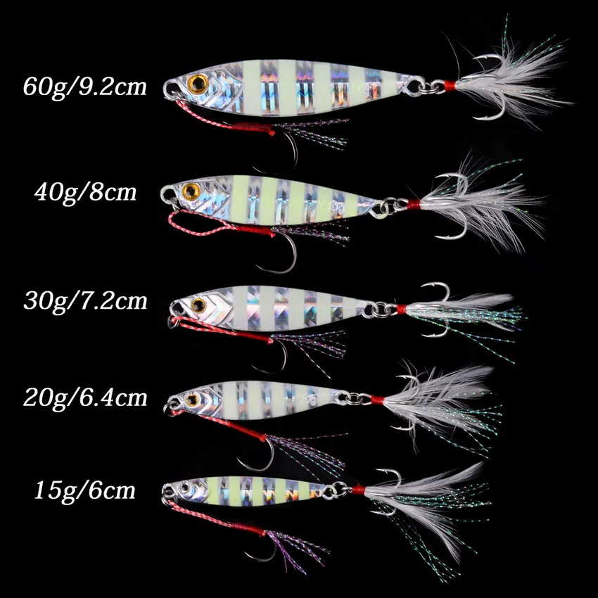 

3PCS 15g 20g 30g 40g 60g Luminous Fishing Jigging Lure Spoon Spinnerbait Metal Bait Bass Tuna Lures Jig Lead Minnow Pesca Tackle