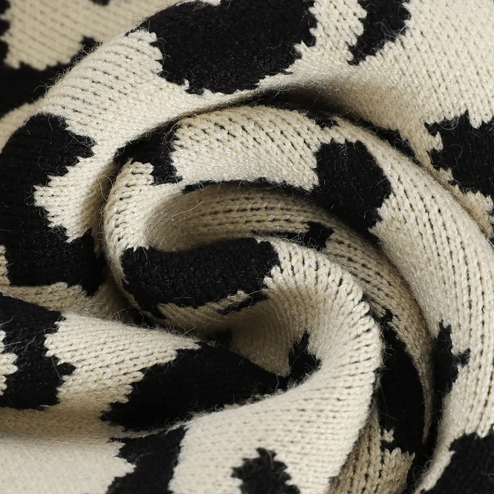 SINGRAIN Женская леопардовая трикотажная юбка зимняя толстая облегающая миди