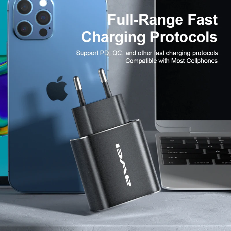 

Awei PD 20W USB Type C Charger EU Adapter Fast Phone Charge For iPhone 12 11 X Xs Xr 7 AirPods iPad Huawei Xiaomi LG Samsung