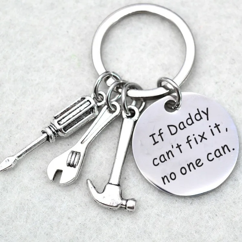 

Fathers' Day Dad Papa Birthday Gifts Trendy Wrench Keyring Metal Hand Tools Daddy Fathers Day Keyring Men Father Party Gift