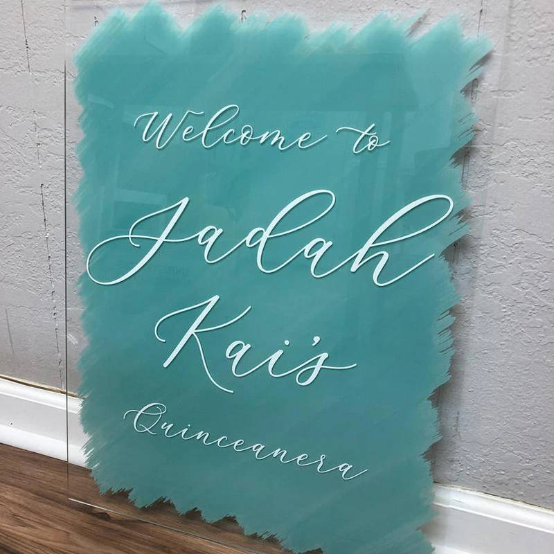 Свадебный знак приветствия персонализированный акриловый прозрачная роспись