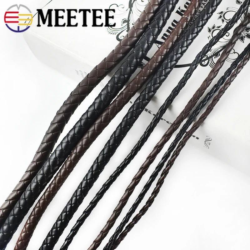 Meetee 5 метров PU плетеный шнур круглый кожаный 3/4/5/6/7/8/10/12 мм для DIY сумки брелок Декор