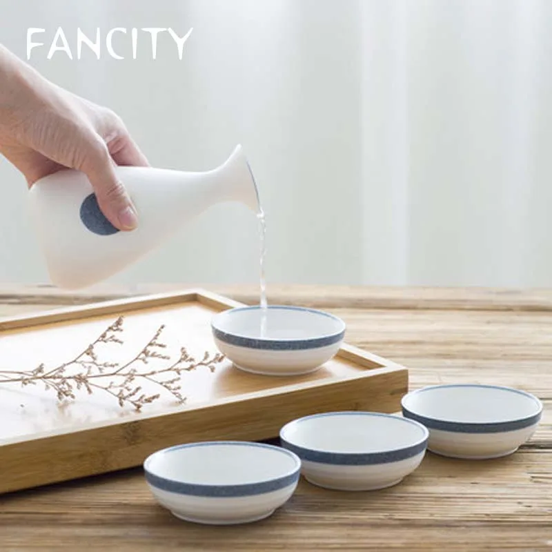 

FANCITY Japanese style sake bottle wine glass set Japanese ancient style liquor dispenser household ceramic wine cup small shoch