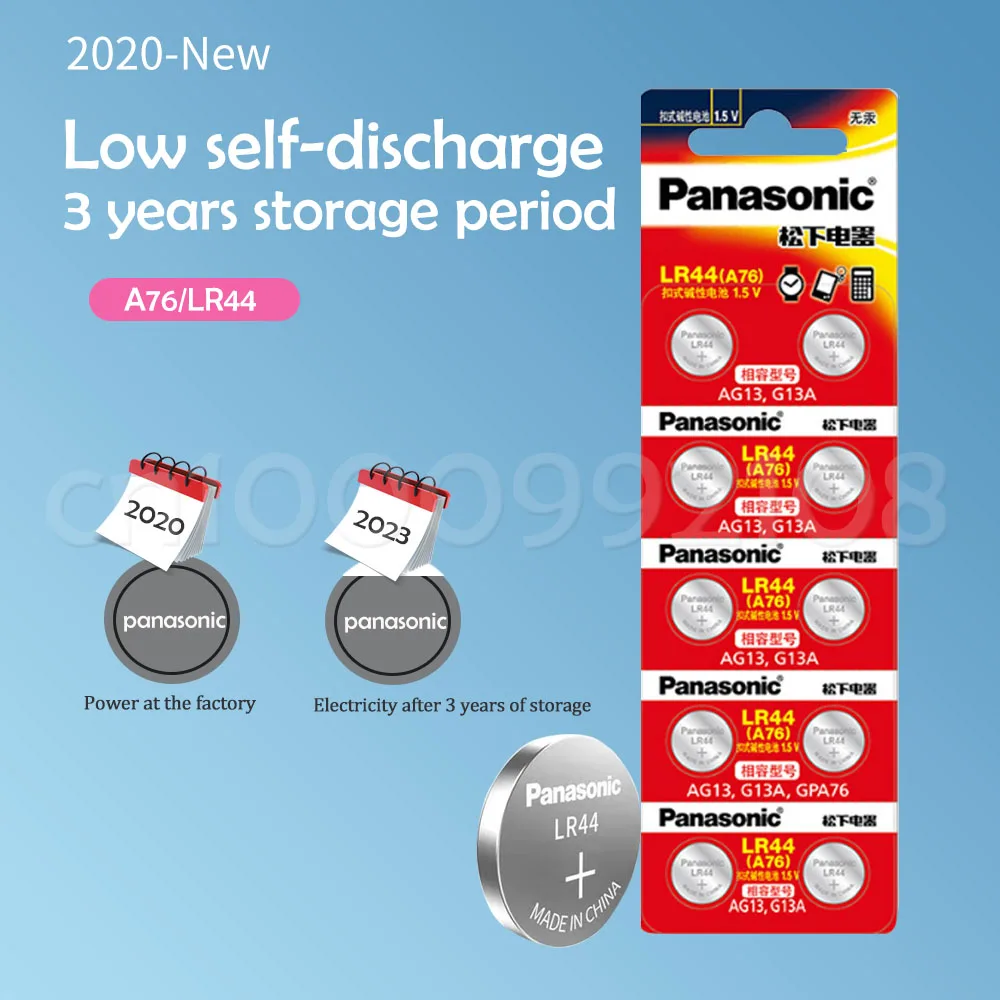 6 шт. PANASONIC A76 100% оригинальный 1 5 в 0% Hg кнопочный аккумулятор LR44 AG13 SR1154 357 LR 44 для