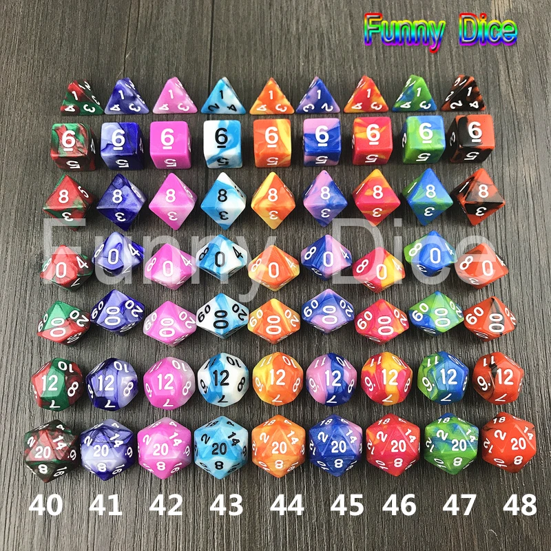 7 шт./компл. 2 цветные кости набор с эффектом туманности покер D & d D4 d6 d8 d10 % d12 d20