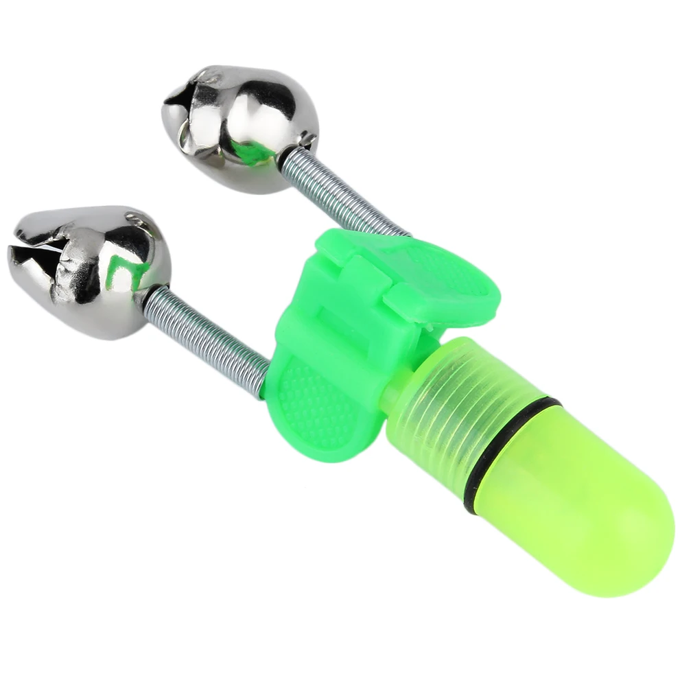 

1 pc Night Fishing Rod Tip Red Light Twin Bells Ring Fish Bite Bait Alarm New