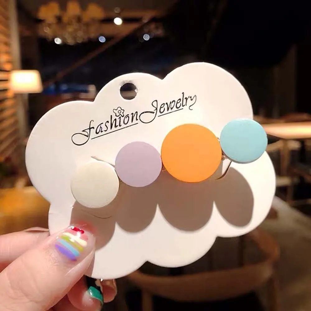 Деревянные радужные заколки для волос девочек круглые женские милые аксессуары