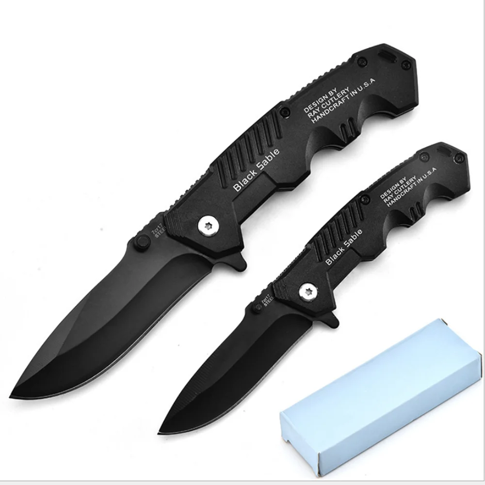 Складной нож холодного черного цвета карманный для кемпинга выживания охоты