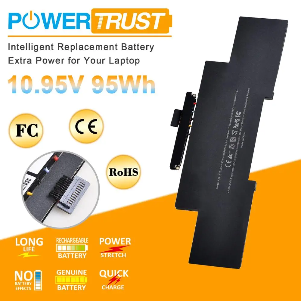 Аккумулятор PowerTrust для ноутбука Apple A1417 A1398 (версия 2012 Ранняя-версия 2013) MacBook Retina Pro 15