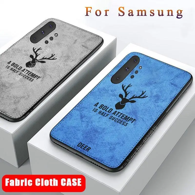 Мягкий ТПУ тканевый чехол с оленем для телефона Samsung Galaxy Note 10 Pro A70 A50 A30 A20 M30 M20 S10E S10