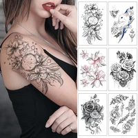 lily rose dream catcher waterproof temporary tattoo sticker black lace stars arm back big tatto body art fake tatoo for women
