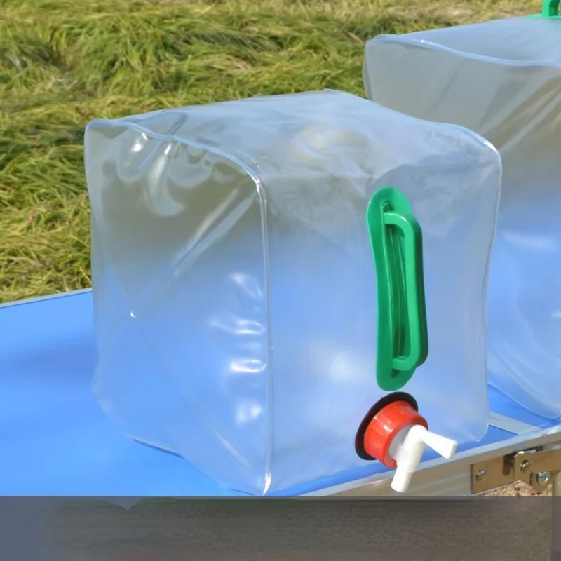 

2 Pieces Outdoor 10L Folding Transparent Bucket Portable Water Bag Camping Gearcamper Accessories Shower Hydration Pack Winter