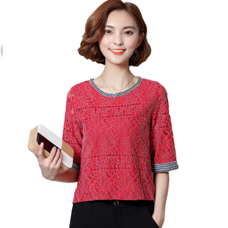 

Женская Кружевная футболка с вырезами, повседневный Свободный пуловер составного кроя с коротким рукавом, футболка большого размера, модел...