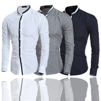 fashion new long sleeve shirts men korean slim design cotton business casual male shirts