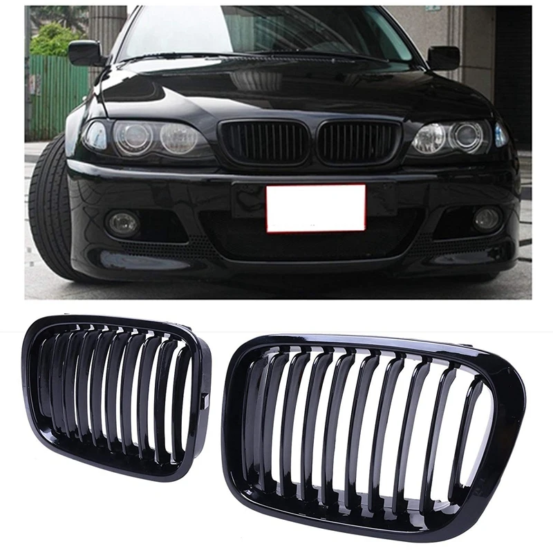 

Front Kidney Grills Compatible for BMW E46 3 Series 320I 325I 325Xi 323I 328I 330I 4D 4 Door 1998-2001 Gloss Black 51138208489 5