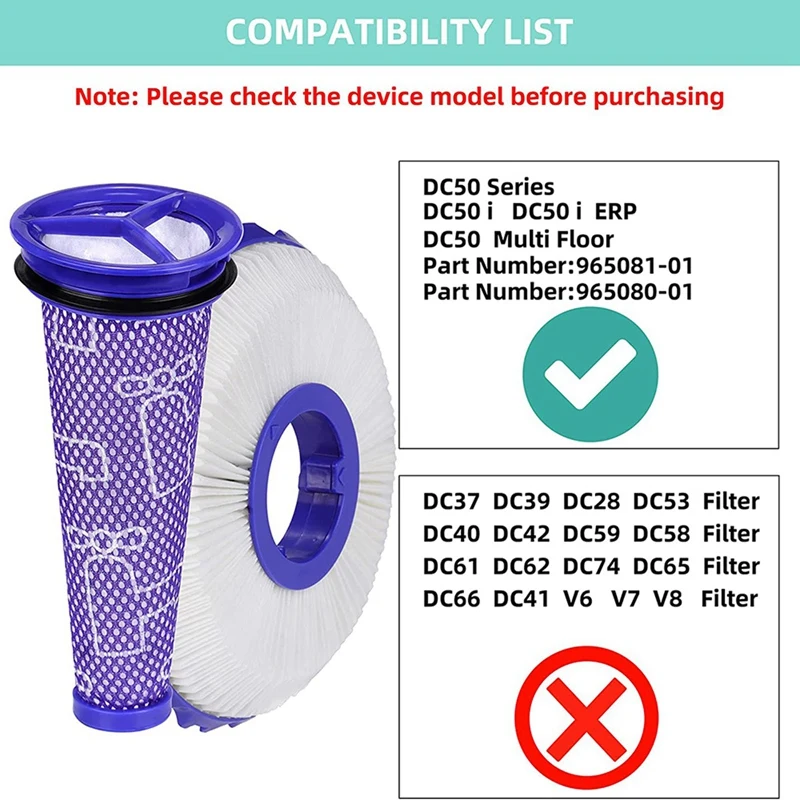 Предварительные фильтры и HEPA-фильтры для Dyson DC50 Series абсолютная Беспроводная