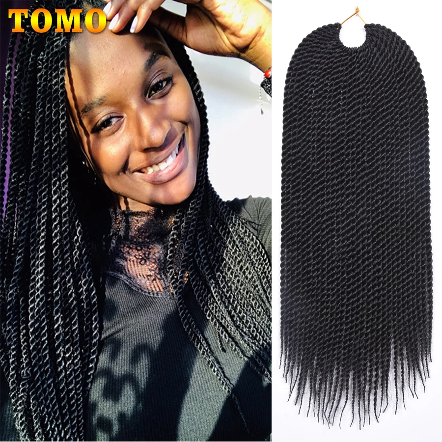 

TOMO 14 18 22Inch Senegalese Twist Crochet Hair Small Synthetic Crochet Braids Hair Extensions For Women Ombre Twist Hair 30root