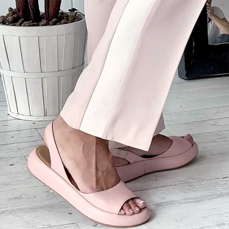 

Women Flat Summer Sandals Woman Peep Toe Female Pu Fashion Summer Shoes 2021 New Comfortable Plus Size Shoes Gladiator Leisure