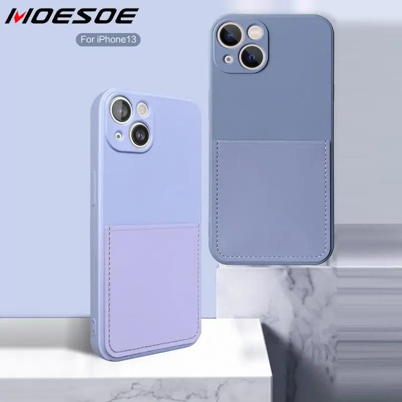 

Silicone Card Slot Pocket Case Cover For iPhone 13 Pro Max 12 11 Pro 12 Mini XS Max XR X 8 7 6S 6 Plus SE 2020 Phone Case Fundas