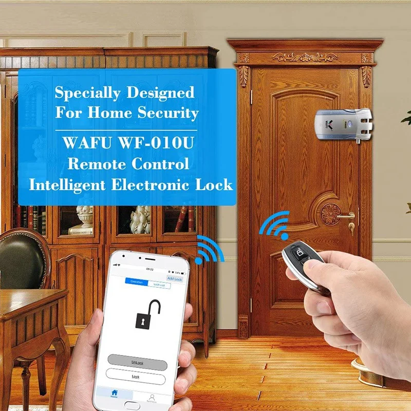 

WAFU WF-010U Wireless Security Invisible Keyless Entry Door ligent Lock Home Smart Remote Control Security Wireless Smart Lock