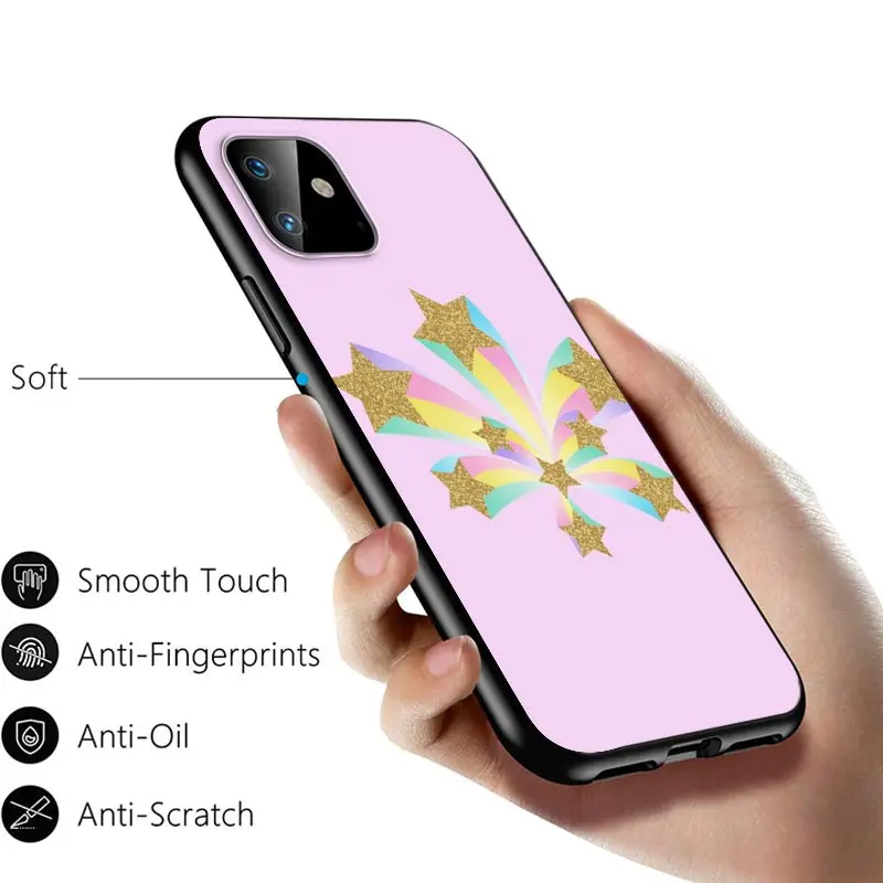 

Cute stars For Apple iPhone 12 11 Pro Max mini XS Max XR X 8 7 6 6S Plus 5S SE 2020 Soft Black Phone Case