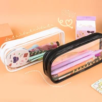 simple style pvc transparent pencil case pen bag school stationery supply creative korean stationery storage bag pencil case