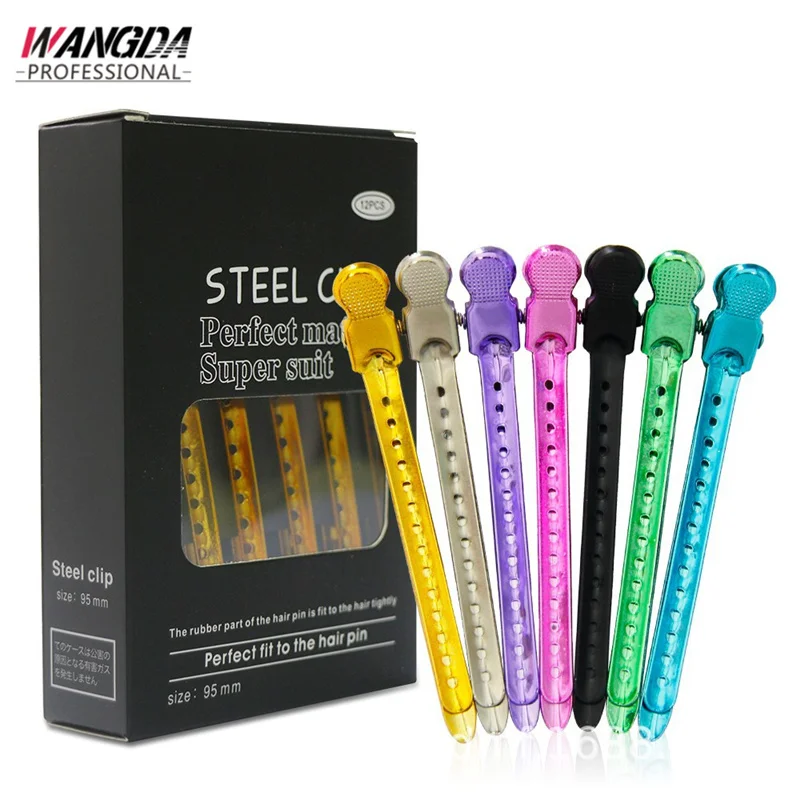 

12 Pcs Salon Hair Clips Metal Hairdressing Sectioning Hairpins Flat Duckbill Bobby Pins Barber Styling Tools